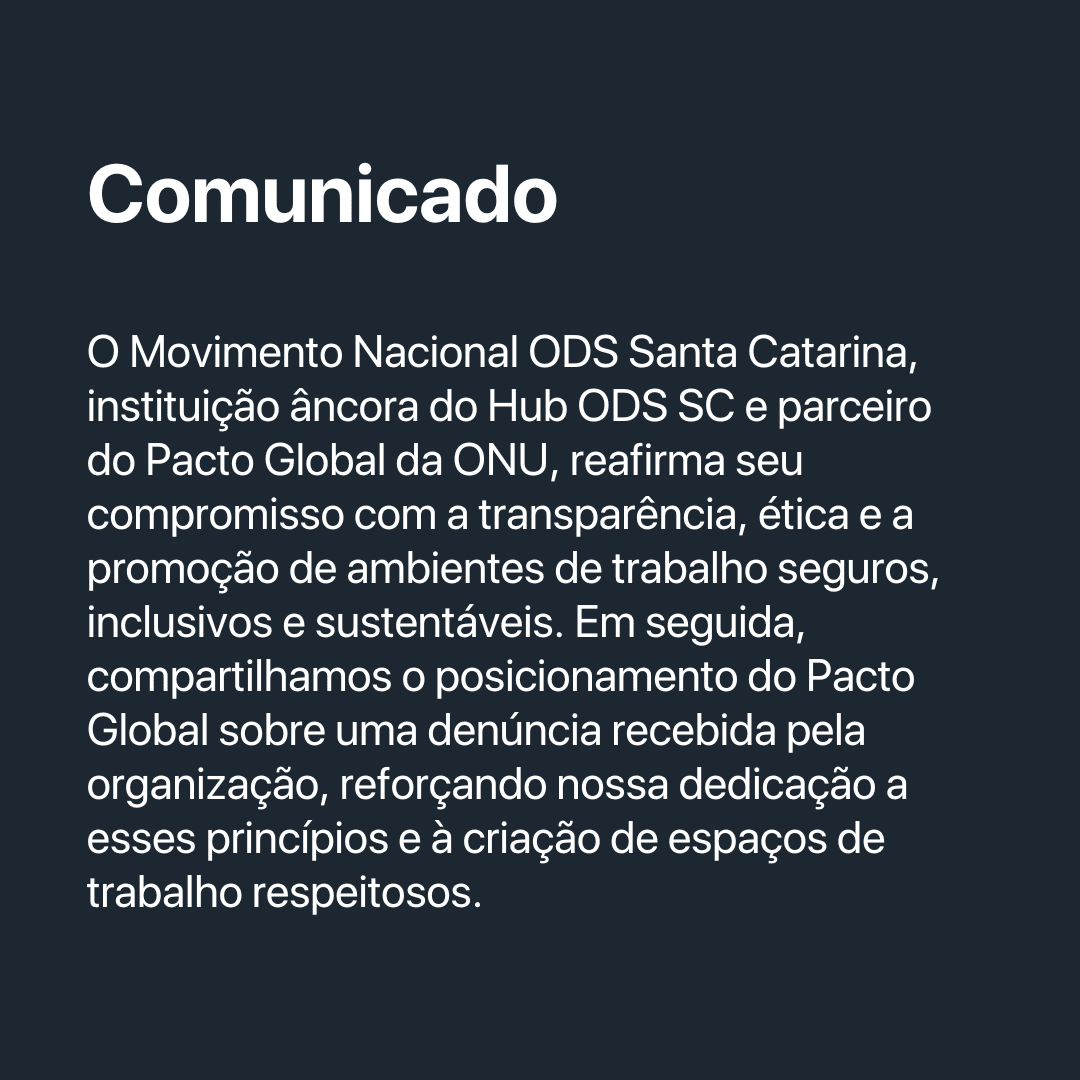  Posicionamento Hub ODS SC sobre denúncia do Pacto Global