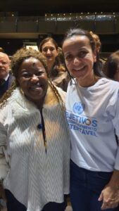 Ministra dos Direitos Humanos e Cidadania do Brasil, Macaé Maria Evaristo e Paula Araneda, atual Coordenadora de Comunicação do Comitê Florianópolis Ilha do Movimento Nacional ODS SC