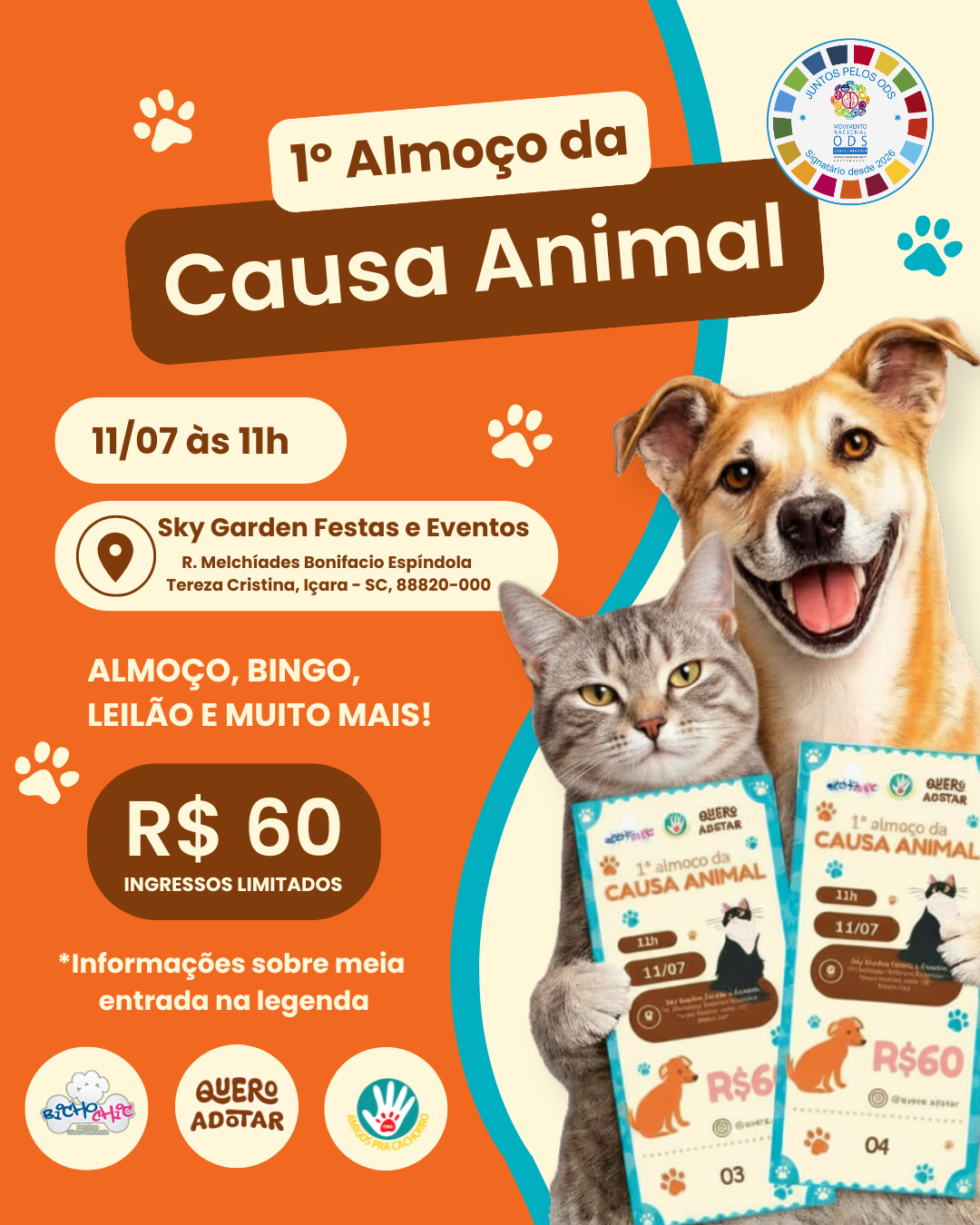  1º Almoço da Causa Animal promove solidariedade e apoio à proteção animal em Içara (SC)
